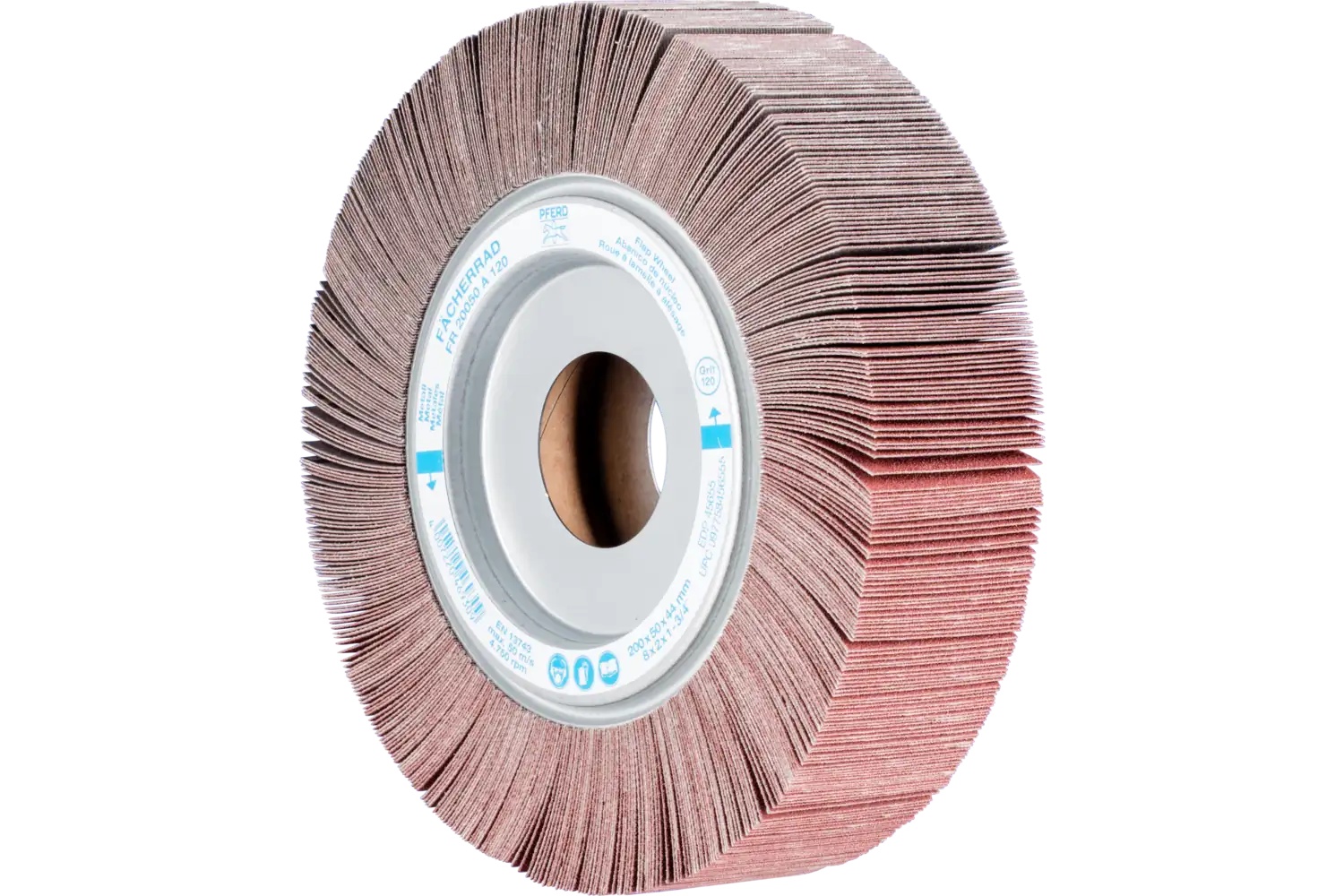 Picture of Pferd Unmounted Flap Wheel, 8" X 2, 1" Arbor, 120 Grit, Aluminum Oxide